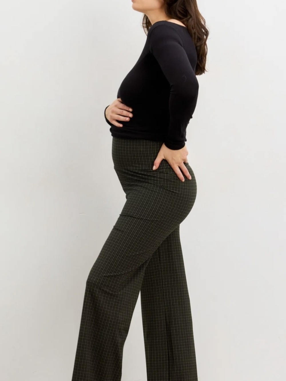 HATCH Maternity: Perfect Pant Before, During, & After - Green/black plaid